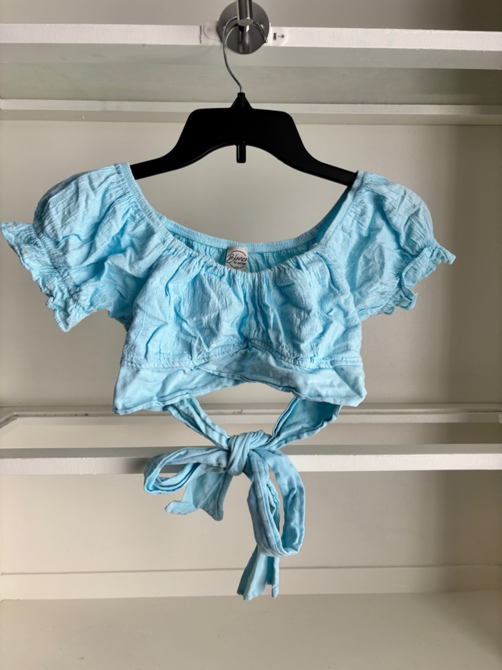 Light Blue Tie-Front Crop Top